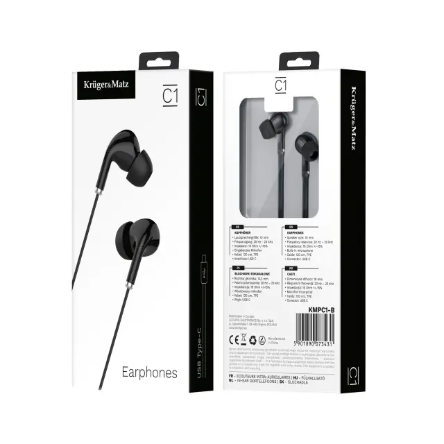 Ακουστικά in-ear USB-C με μικρόφωνο Kruger&Matz C1 μαύρα 3