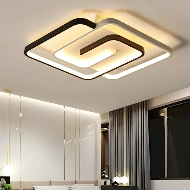Stewehome Mabel Μοντέρνο LED Φωτιστικό 3 Χρωμάτων Σχέδιο Πλαφονιέρα-Λευκό / Μαύρο 50x50x10 cm