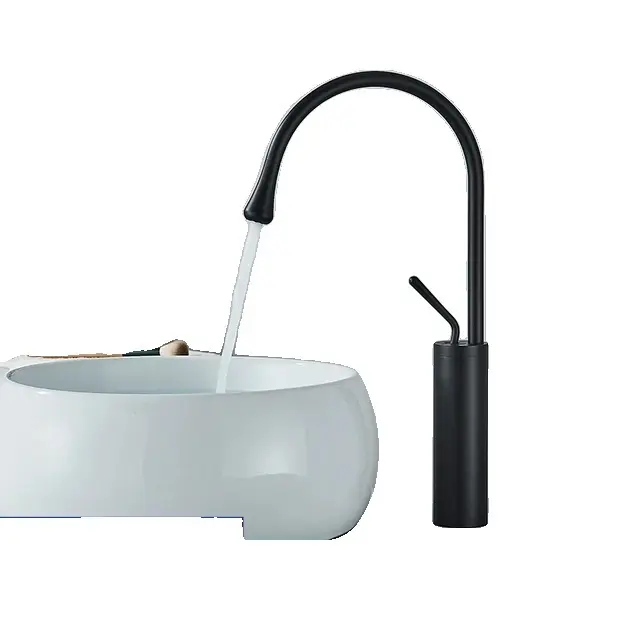 Bathroom Basin Faucet Αναμεικτική Μπαταρία Νιπτήρα Ψηλή Μαύρη