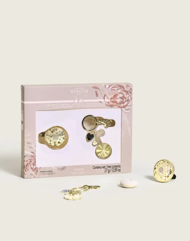 Σετ δώρου Little Treasures Ophelia από χρυσό/μεταλλικό διαχύτη αυτοκινήτου και μπρελόκ