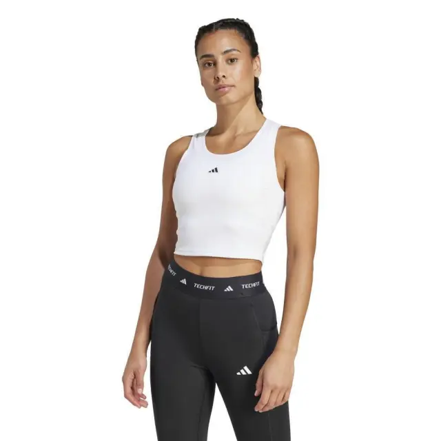 adidas Techfit Γυναικείο Αθλητικό Crop Top Αμάνικο White IX3270 - S