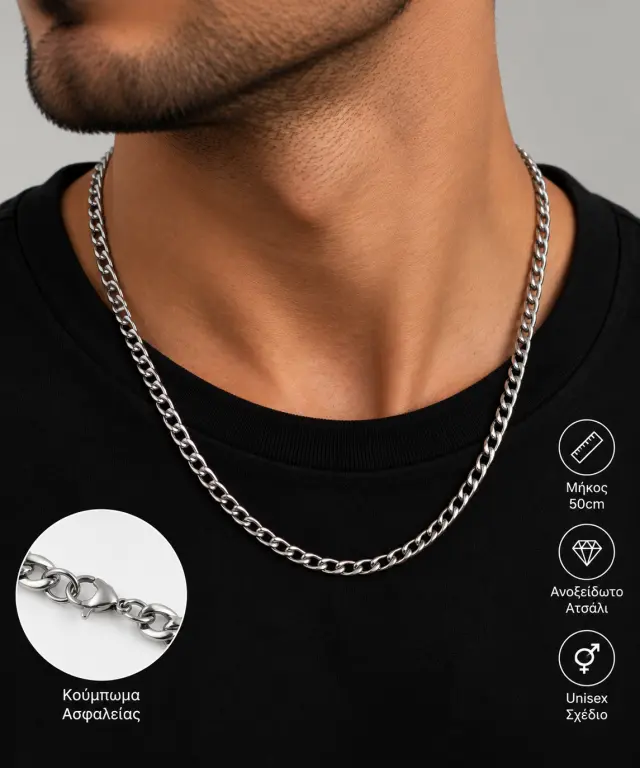 Ghetto Silver Chain Necklace 50cm – Unisex 2