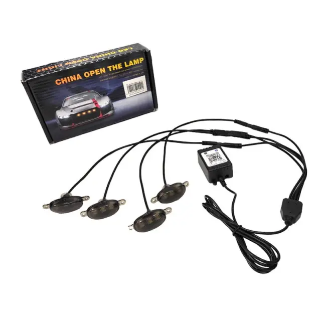 LED φώτα αυτοκινήτου RGB 4τμχ - LED car medium net light z691422 2
