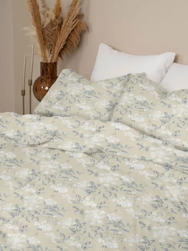 Σετ Σεντόνια Menta Εμπριμέ 360 Beige Υπέρδιπλο (230x260) Sunshine