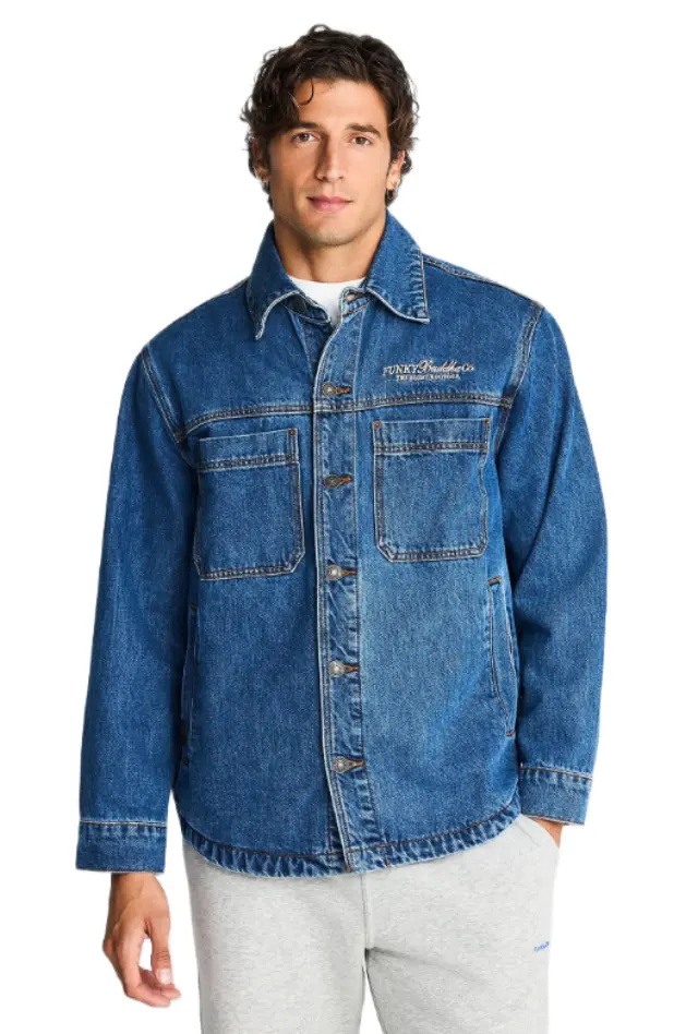 FunkyBuddha ανδρικό τζιν overshirt με τσέπες FBM014-071-05-1