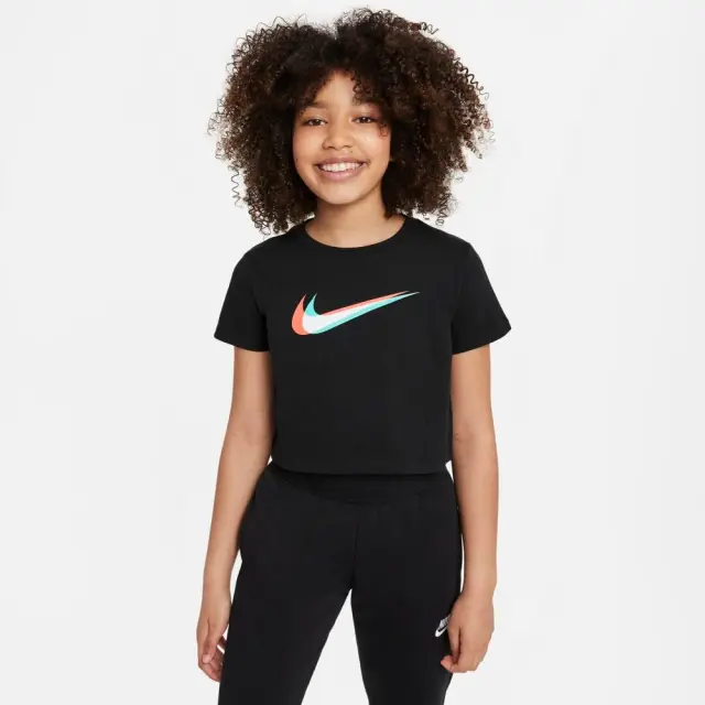 Nike Sportswear Cropped Tee Παιδικό Crop Top Κοντομάνικο DM4697-010 Μαύρο - L-150cm