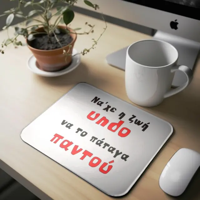 Mousepad ( Να χε η ζωή undo ) Διαστάσεις: 23cm(μήκος) x 20cm (ύψος)