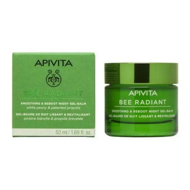 Apivita Bee Radiant Smoothing & Reboot Night Gel-Balm White Peony & Patented Propolis Κρέμα Νύχτας για Λεία, Ξεκούραστη & Λαμπερή Επιδερμίδα, 50ml