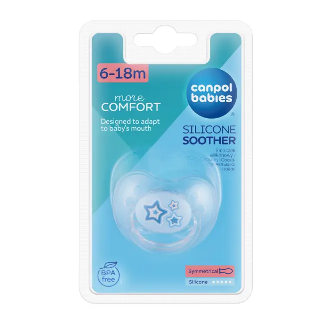 Συμμετρική Πιπίλα Σιλικόνης 6-18m Canpol Blue 22/581 3