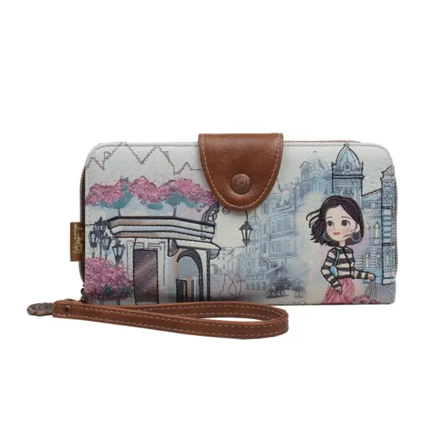 Πορτοφόλι Μεγάλο Με Κουμπί Janet Flowery City 19.5x3x10εκ/ SS25JW-013A (Janet)