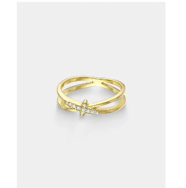Vogue Διπλό δαχτυλίδι crossover με zircon από επιχρυσωμένο Ασήμι 925° 20171546111