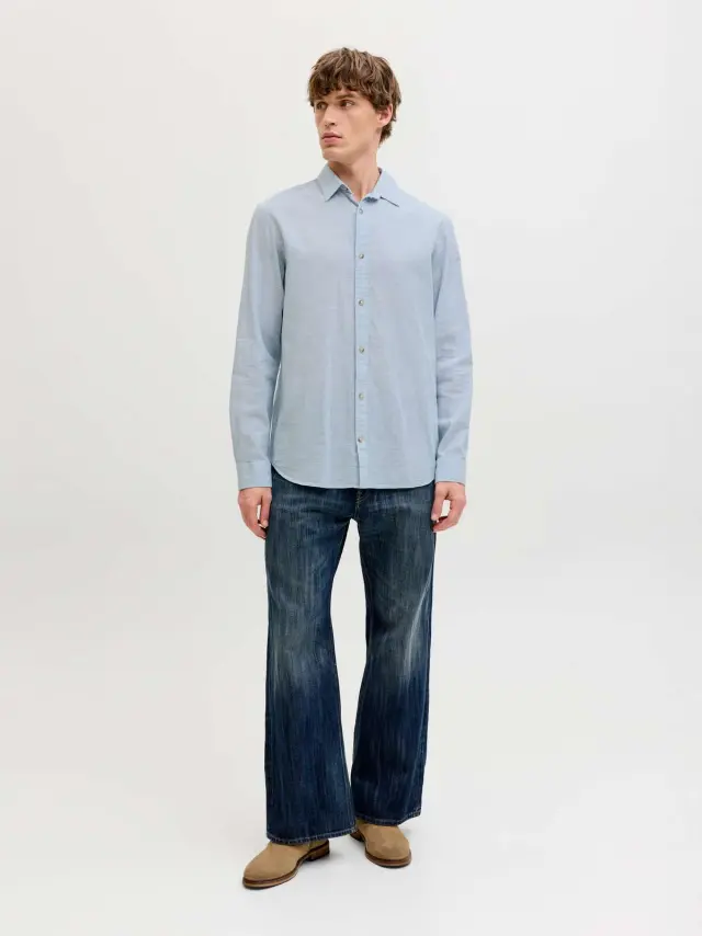 JJESUMMER LINEN BLEND SHIRT L/S SN Celestial Blue 2