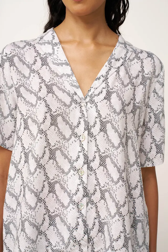 Γυναικεία Κουμπωτή Πυτζάμα Snake Print Vamp 24126 BEIGE SOLEIL 2