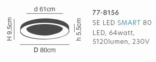Φωτιστικό Οροφής Smart Λευκό 80x80x10εκ. 3
