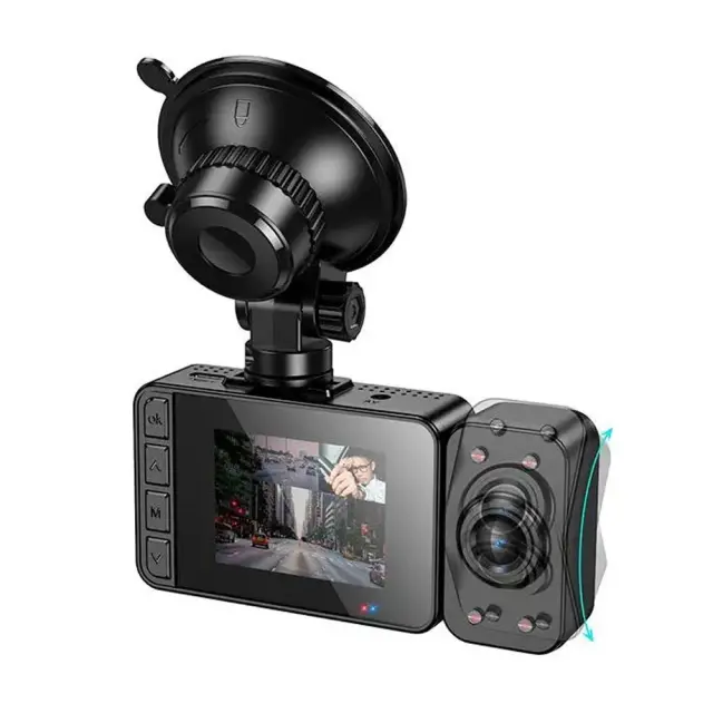 Καταγραφική Κάμερα Αυτοκινήτου Hoco DI62 Warrior 720p HD 150mAh Ultra Wide Γωνία Λήψης 145° 2" Οθόνη με Ταυτόχρονη Καταγραφή απο 3 Κάμερες 3