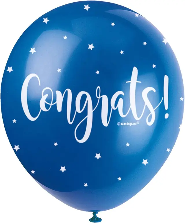 Μπαλόνια λατέξ μεταλλικά 12 Ασορτί Congratulations Balloons / 5 τεμ