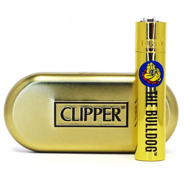 Clipper The Bulldog Matt Black Metal Lighters + Giftbox