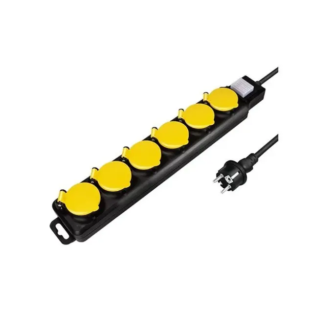 LogiLink Power Strip 6-socket IP44 1.5m Black / Yellow (LPS256)