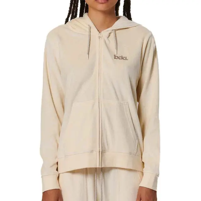 Body Action Women's Velour Hoodie Jacket Εκρού 071518-05 (Body Action) - XSmall