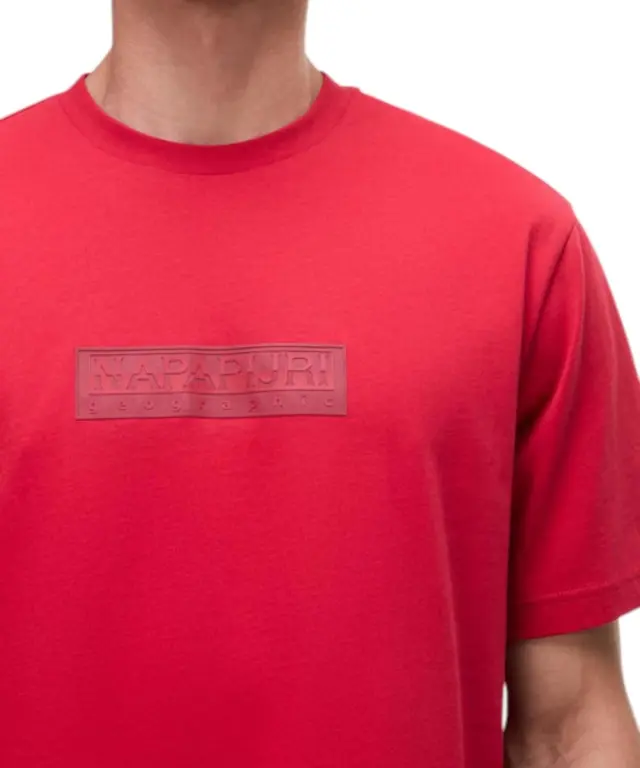 Napapijri - Ανδρική Μπλούζα Κοντομάνικη S-Box Logo NP0A4IFL-RAQ Κόκκινο - 3XL 3