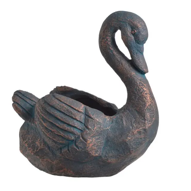 Γλάστρα-κύκνος με εφέ πατίνας, 43cm