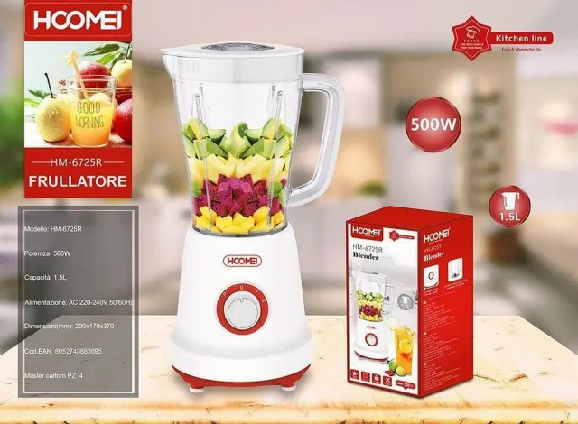 Hoomei HM-6725R Μπλέντερ 1.5lt 500W Κόκκινο 3