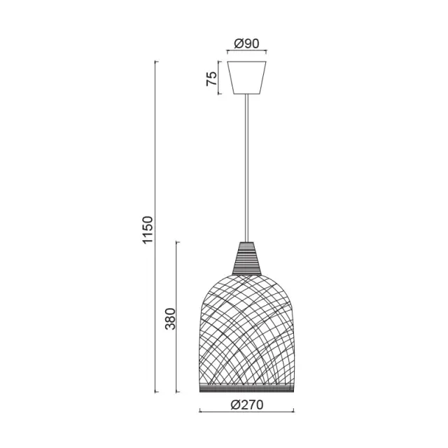 ΚΡΕΜΑΣΤΟ Φ/Σ 1ΧΕ27 ΛΕΥΚΟ ΚΑΛΑΜΙ Φ27,5Χ115CM PETRA / SU05PWH 2