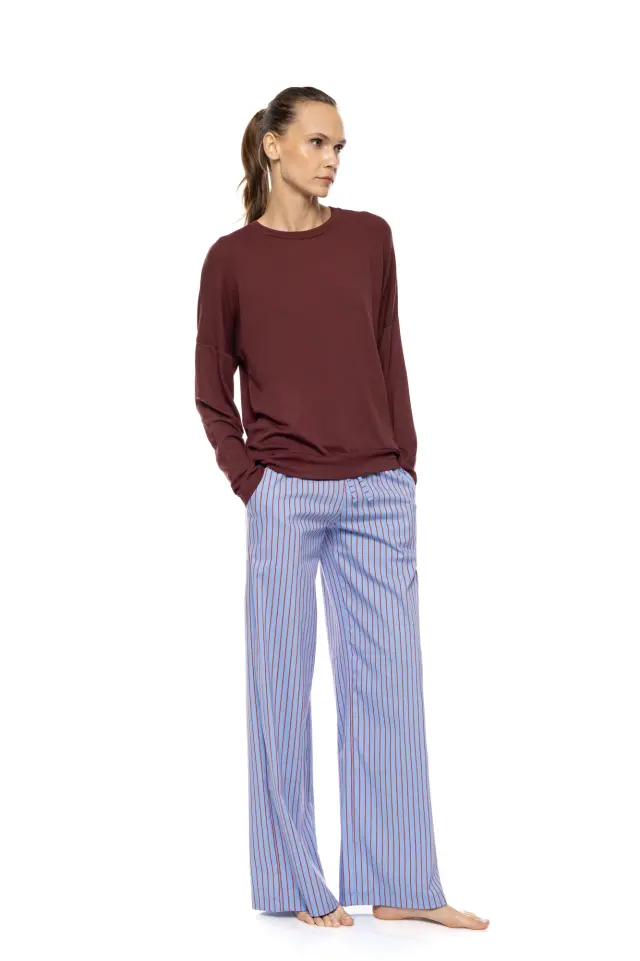 Pink Label Pyjama Stripe σετ γυναικεία χειμερινή πυτζάμα W1910-1