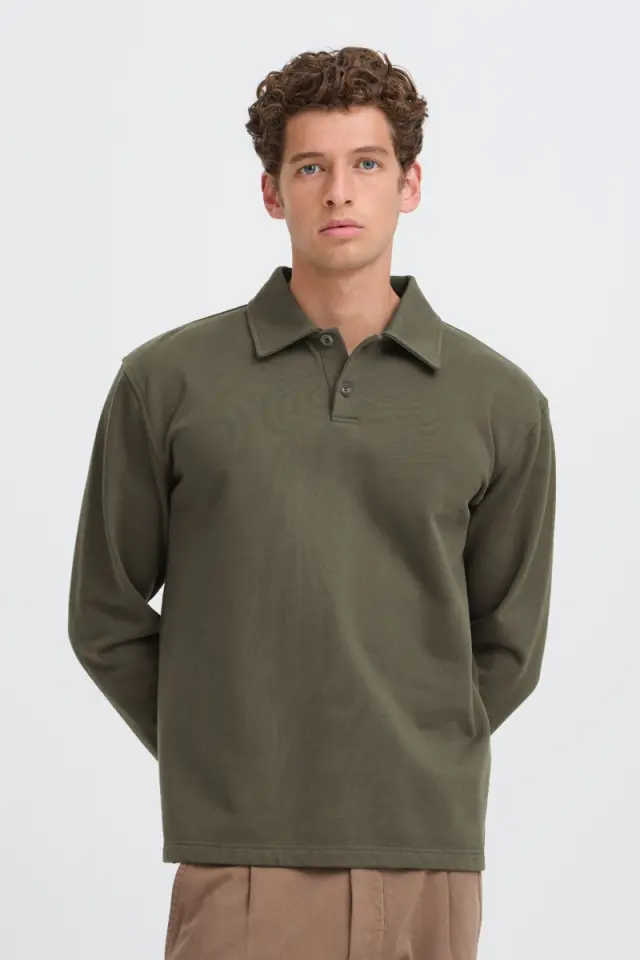 Casual Friday RAMON Φούτερ με Κουμπιά – Khaki - XXL