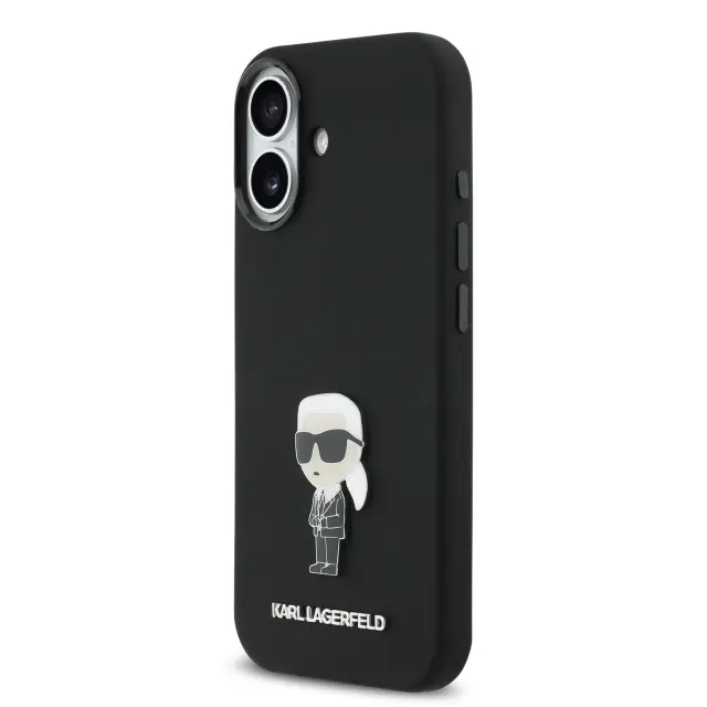 Karl Lagerfeld Liquid Silicone Metal Ikonik Case for iPhone 17 Black 2