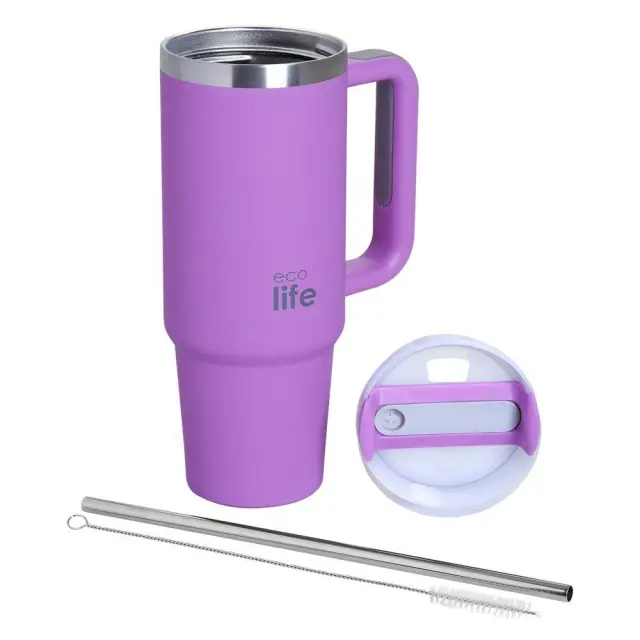 Ecolife®-Ανακυκλώσιμο Handled Tumbler Θερμός BPA Free 900ml- Iris.
