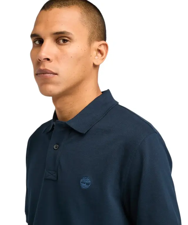 Timberland - Ανδρικό T-shirt Polo με Λογότυπο TB0A6VDP-433 Μπλε σκούρο - S 3