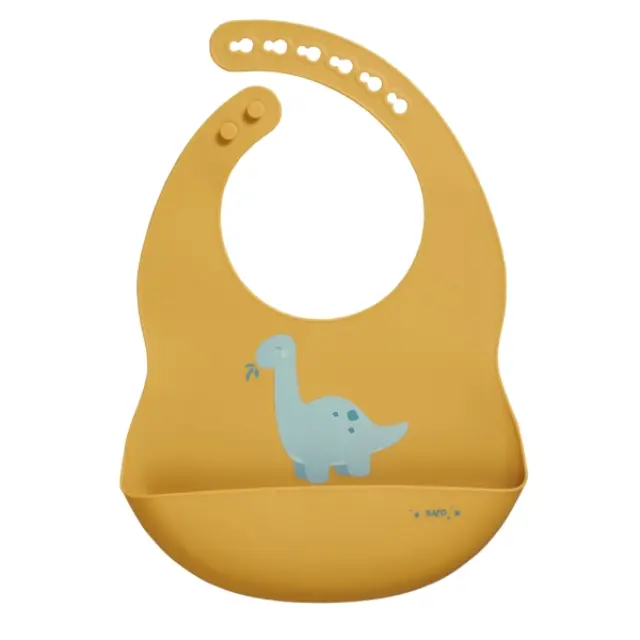 Σαλιάρα Σιλικόνης Happy Dinos Ochre