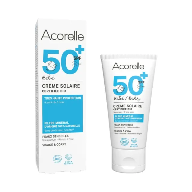 Acorelle Certified Organic Baby Sunscreen - Βιολογικό Αντηλιακό για Βρέφη SPF 50+, 50ml