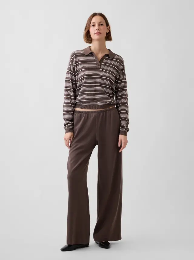 Γυναικείο Παντελόνι Φαρδιάς Γραμμής από Brushed Twill Brown heather