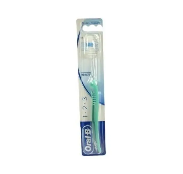 Oral-B 1-2-3 Indicator Medium Πράσινη Οδοντόβουρτσα Μέτρια, 1τμχ