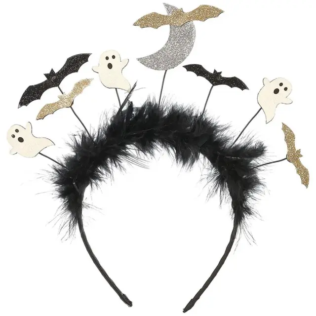 Bats and Ghosts Στέκα Halloween διακοσμημένη με μαύρα φτερά, φαντασματάκια και φανταχτερές νυχτερίδες / SOU-107525 (Souza)