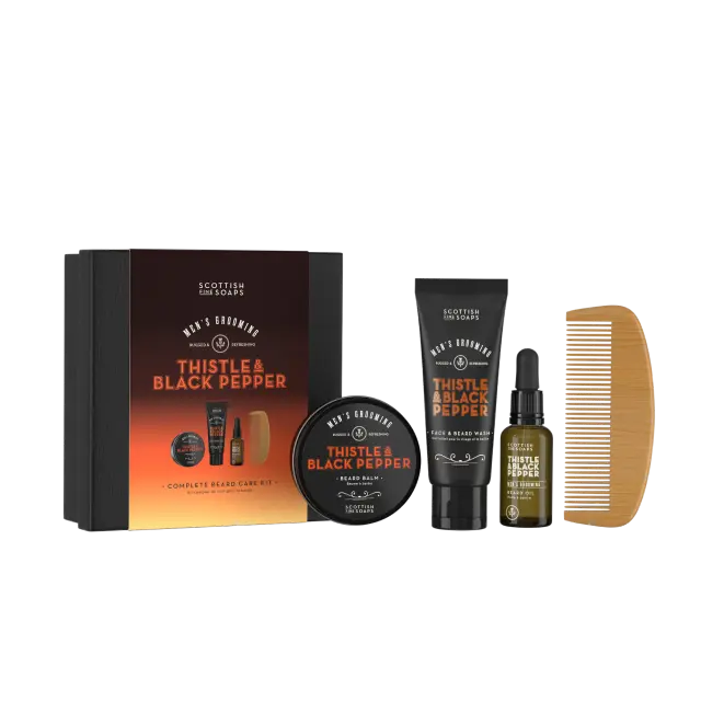 The Scottish Fine Soaps Men’s Grooming THISTLE & BLACK PEPPER Baerd Care Kit Σετ περιποίησης προσώπου και γενειάδας