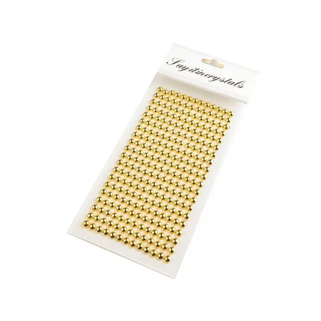 Αυτοκόλλητες πέρλες χρυσές με βάση, 6mm, 260τεμ. 2