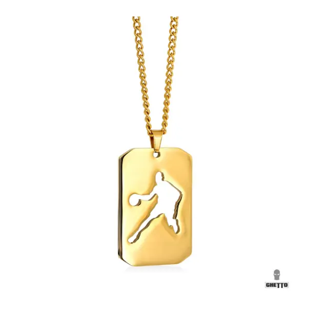 Ghetto Basketball Player 316L SS Sport Pendant Necklace Gold