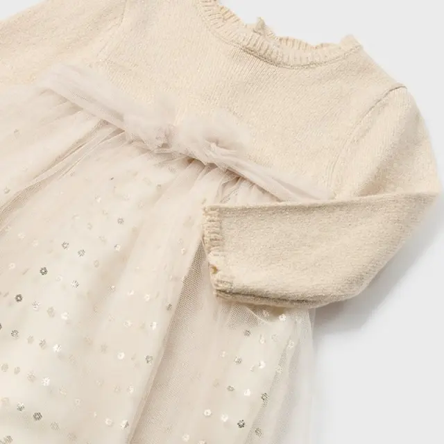 Baby 6 μηνών έως 4 ετών Φόρεμα αμπιγιέ συνδυασμένο αμυγδαλωτό - 18M 2