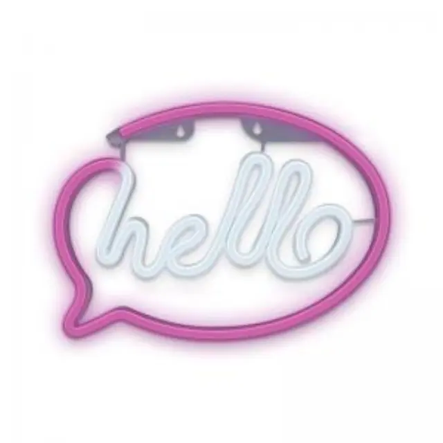 Neon LED Forever Light FLNE15 HELLO (USB/Μπαταρίας & On/Off) Ροζ - Λευκό N64451 2