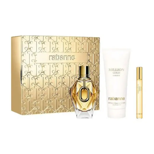 Paco Rabanne Million Gold Eau De Parfum 90ml + Body Lotion 100ml + edp 5ml