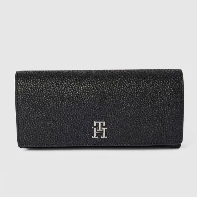 Tommy Hilfiger - Γυναικείο Πορτοφόλι Th Emblem Lrg Flap Wallet AW0AW14651-BDS Μαύρο