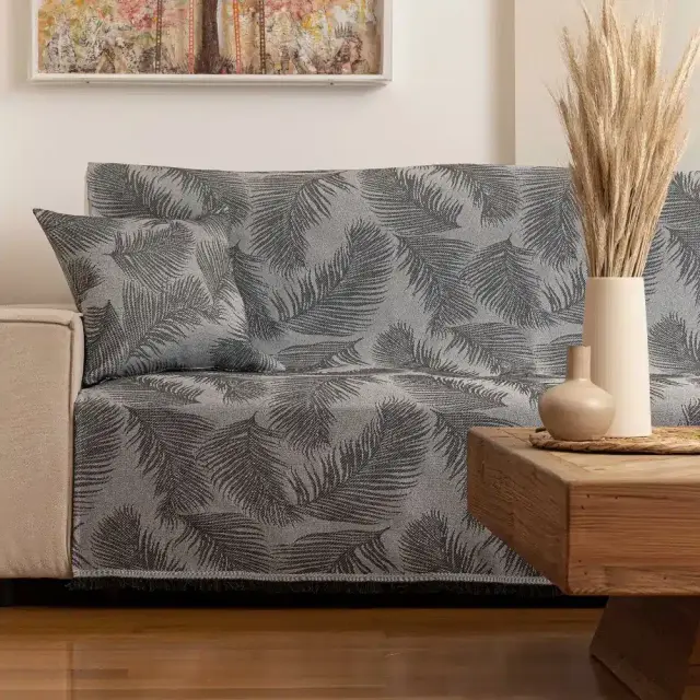Ριχτάρι Βαμβακερό Πολυθρόνας Phoenix Ανθρακί 180 x 180 cm Ανθρακί 180 x 180 cm