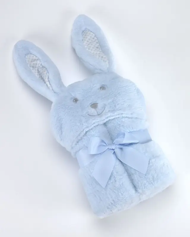 Κουβέρτα Λίκνου (75x95) Pompon Rabbit Γαλάζιο Mora Spain
