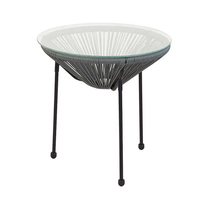 Τραπεζάκι ACAPULCO Μαύρο/Γκρι Μέταλλο/Rattan Φ50x50cm