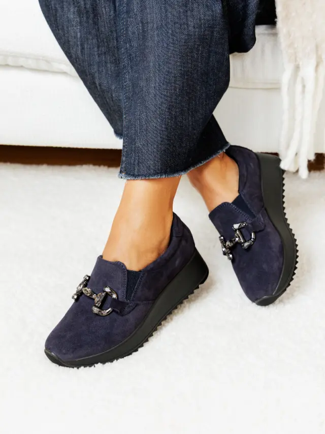 Imac Μοκασίνια-Loafers Γυναικείο δέρμα Nubuck Μπλέ IMA/858200 BLUE 2