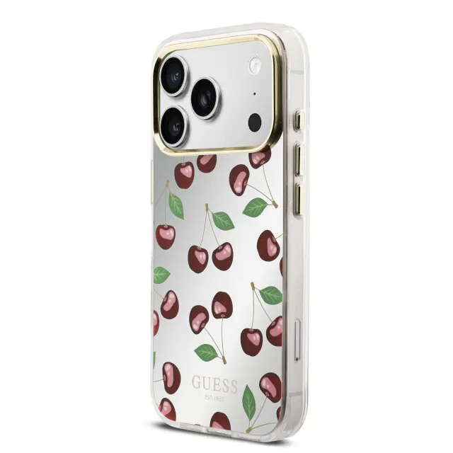 Guess PC/TPU Mirror Glitter Cherry MagSafe Case for iPhone 17 Pro 2