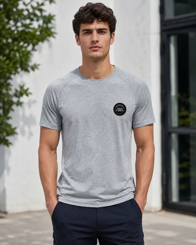 T-shirt Γκρι με patch - 3026117 - XL